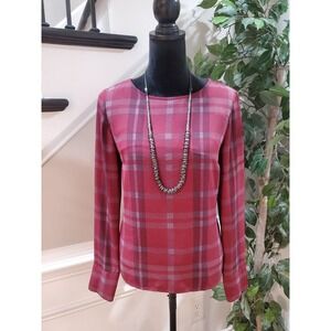 The Limited Women's Maroon 100% Polyester Crew Neck Long Sleeve Top Blouse Small